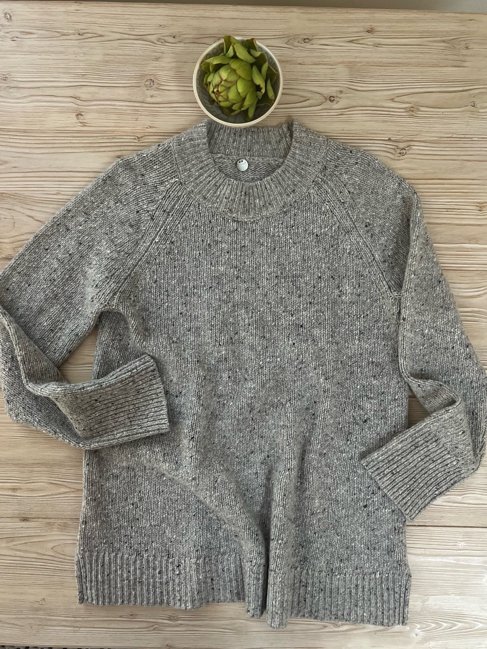 Margaret O’Leary Gray Donegal Wool Alpaca Sweater Medium Mock Neck